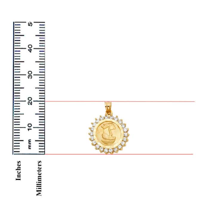 14K Yellow Gold Cubic Zirconia Religious Baptism Pendant - Image 3