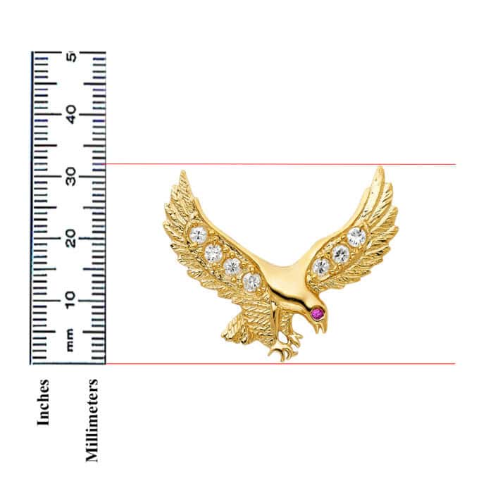 14K Yellow Gold Cubic Zirconia Eagle Pendant - Image 3