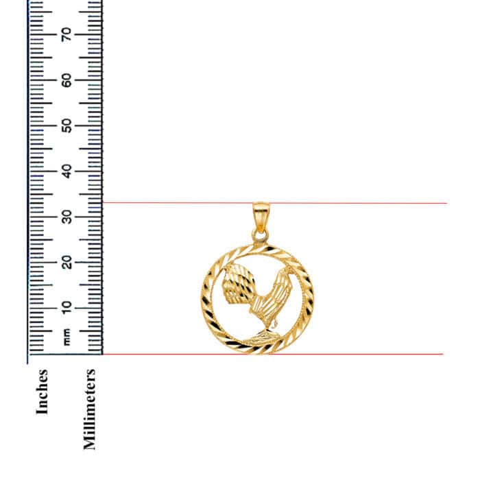 14K Yellow Gold Rooster Pendant - Image 3