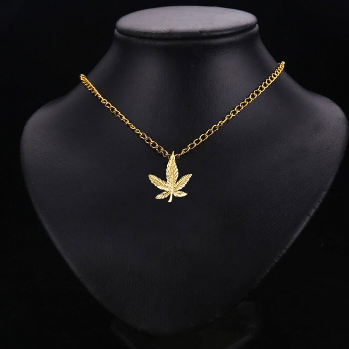 14K Yellow Gold Marijuana Leaf Pendant - Image 2