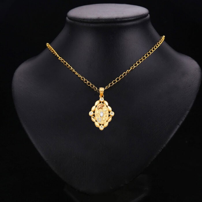 14K Tri Color Gold Lucky Pendant - Image 2
