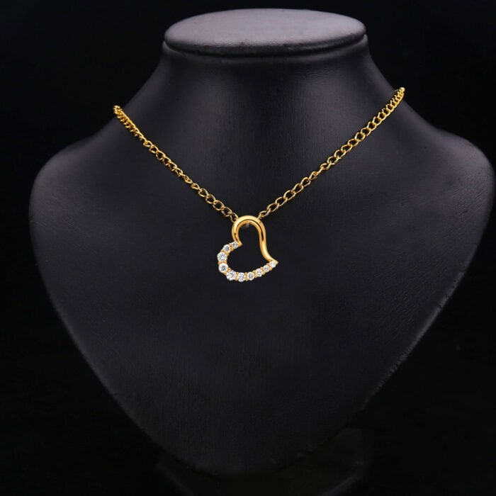 14K Yellow Gold Journey Open Heart Cubic Zirconia Pendant - Image 2