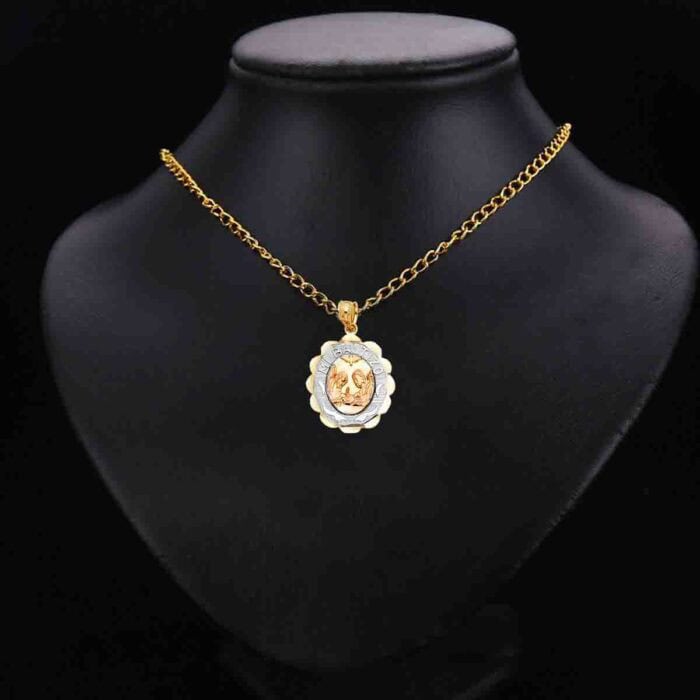 14K Tri Color Gold Baptism Religious Pendant - Image 2