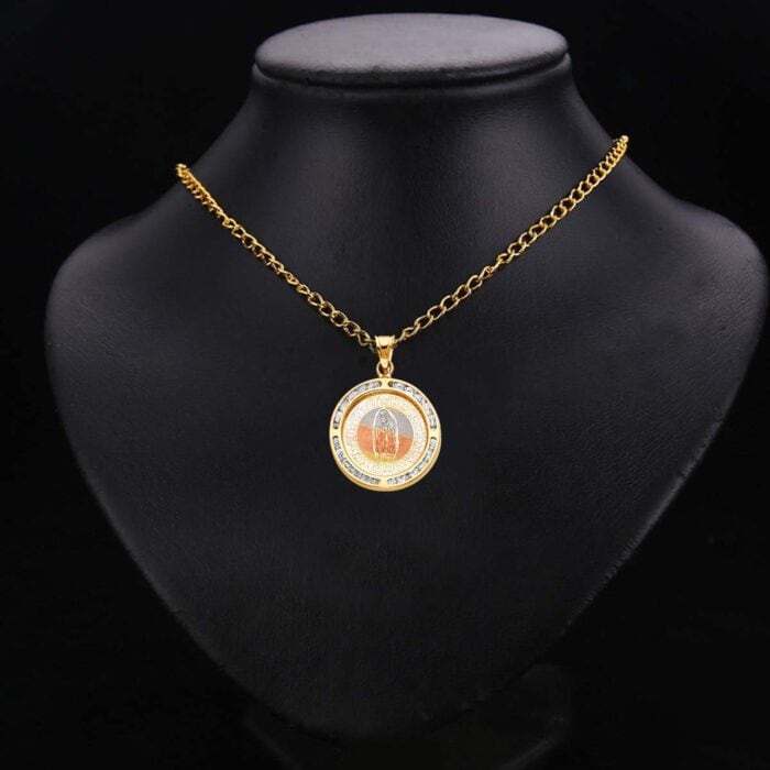 14K Yellow Gold Guadlupe Cubic Zirconia Religious Pendant - Image 2