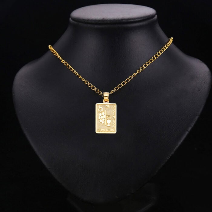 14K Yellow Gold Religious Communion Pendant - Image 2