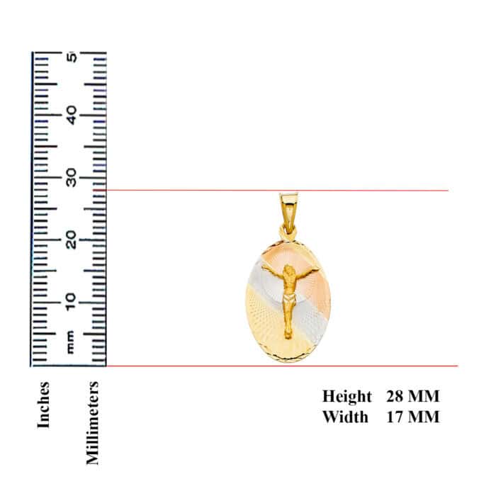 14K Tri Color Gold Diamond Cut  Guadlupe Stamp Religious Pendant - Image 3