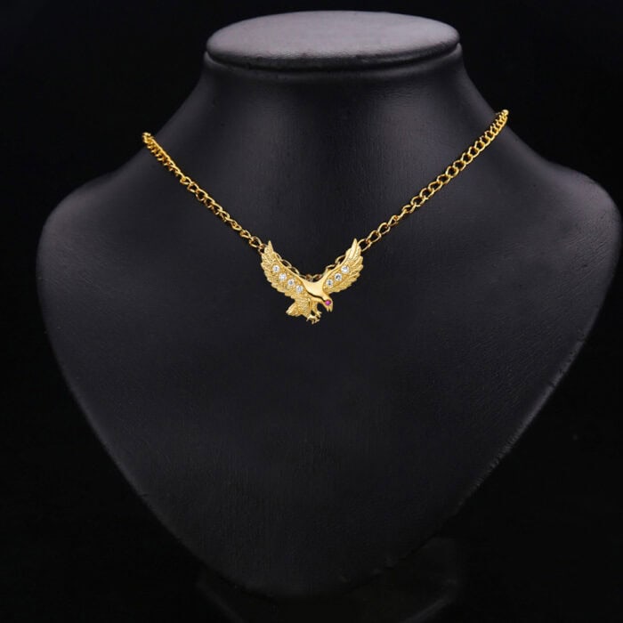 14K Yellow Gold Cubic Zirconia Eagle Pendant - Image 2