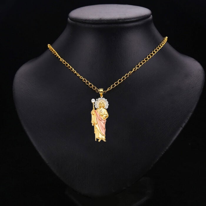 14K Tri Color Gold San Judas Pendant - Image 2
