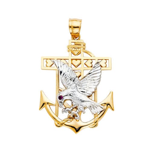 14K Yellow Gold Mariner Eagle Pendant