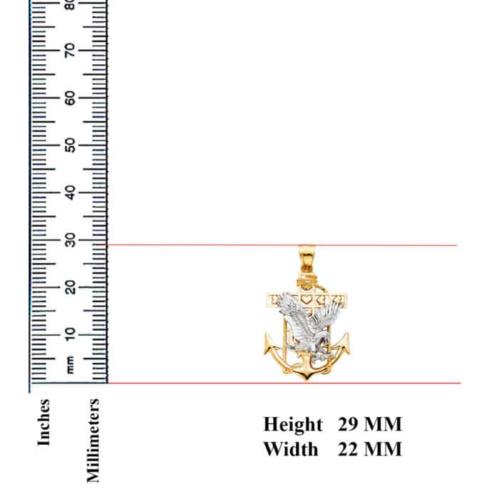 14K Yellow Gold Mariner Eagle Pendant - Image 3