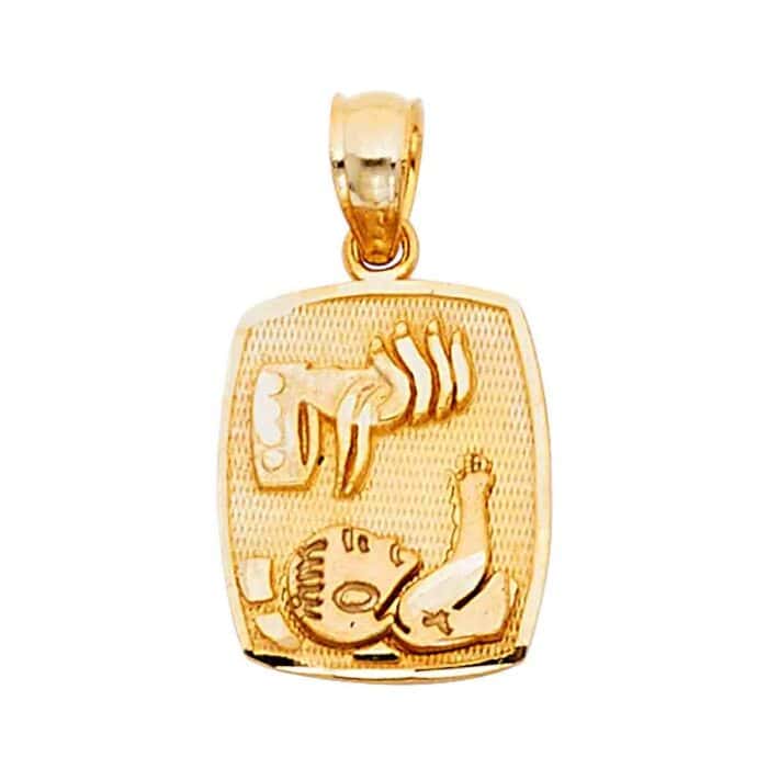 14K Yellow Gold Religious Baptism Pendant
