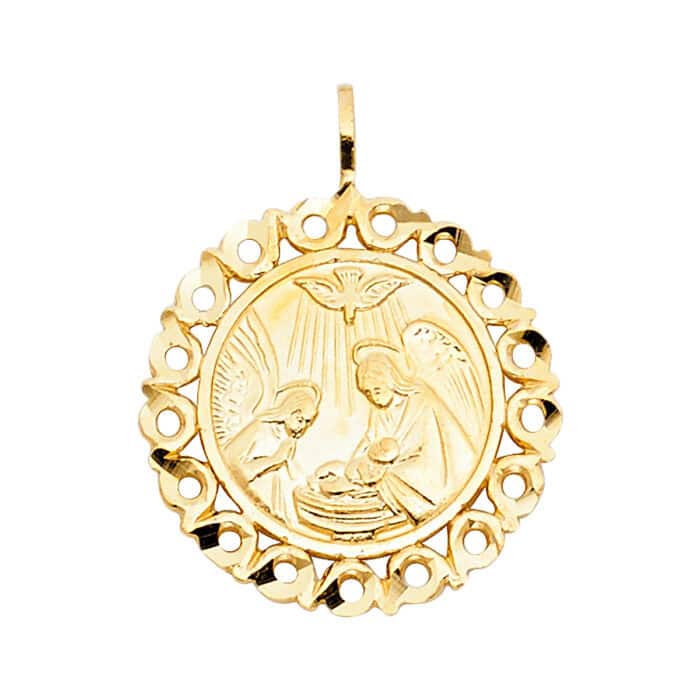 14K Yellow Gold Religious Baptism Pendant