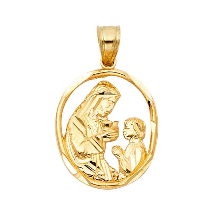 14K Yellow Gold Religious Communion Pendant
