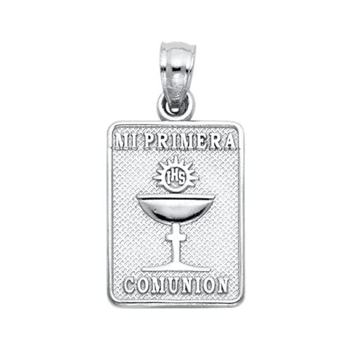 14K White Gold Religious Communion Pendant