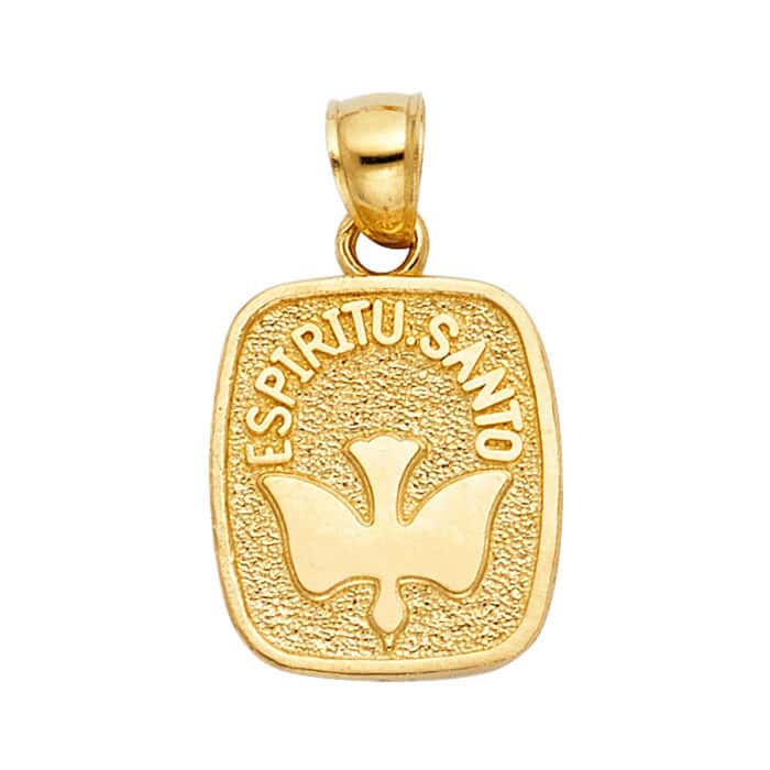 14K Yellow Gold Religious Holy Spirit Dove Pendant