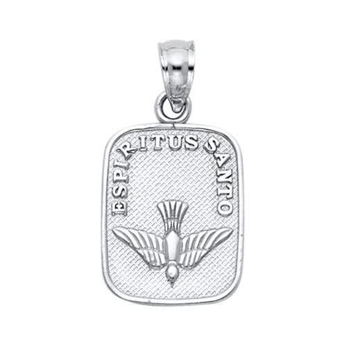14K White Gold Religious Holy Spirit Dove Pendant