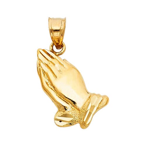14K Yellow Gold Religious Praying Hand Pendant