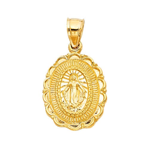 14K Yellow Gold Religious Milagrosa Pendant