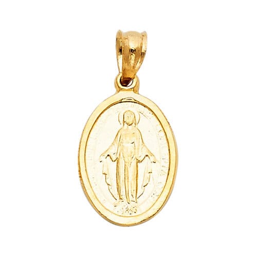 14K Yellow Gold Religious Milagrosa Pendant