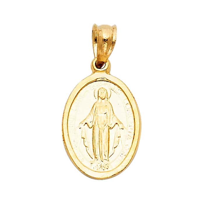14K Yellow Gold Religious Milagrosa Pendant
