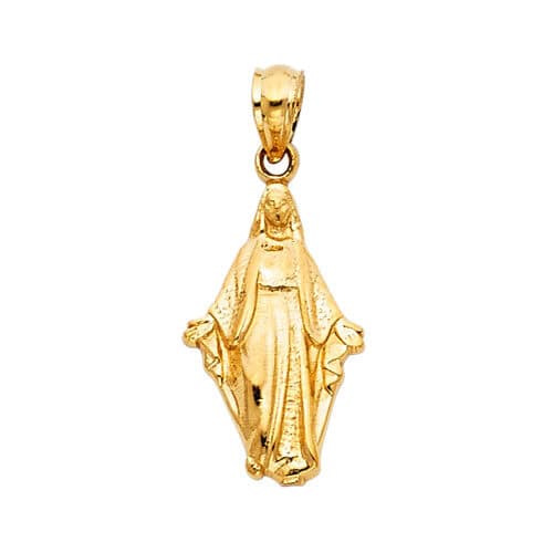 14K Yellow Gold Religious Milagrosa Pendant