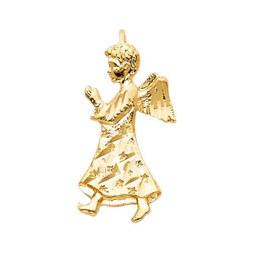 14K Yellow Gold Religious Angel Pendant
