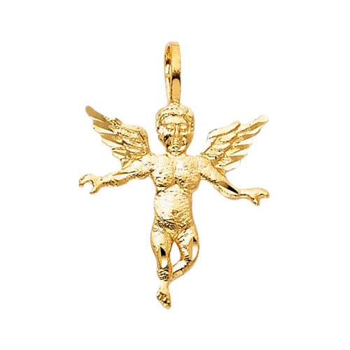 14K Yellow Gold Religious Angel Pendant