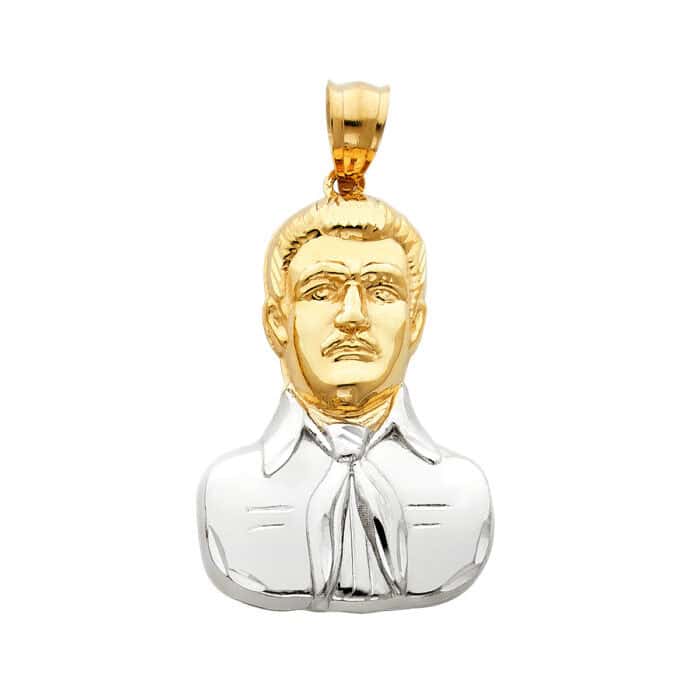 14K Two Tone Gold Malverde Sinaloa Pendant
