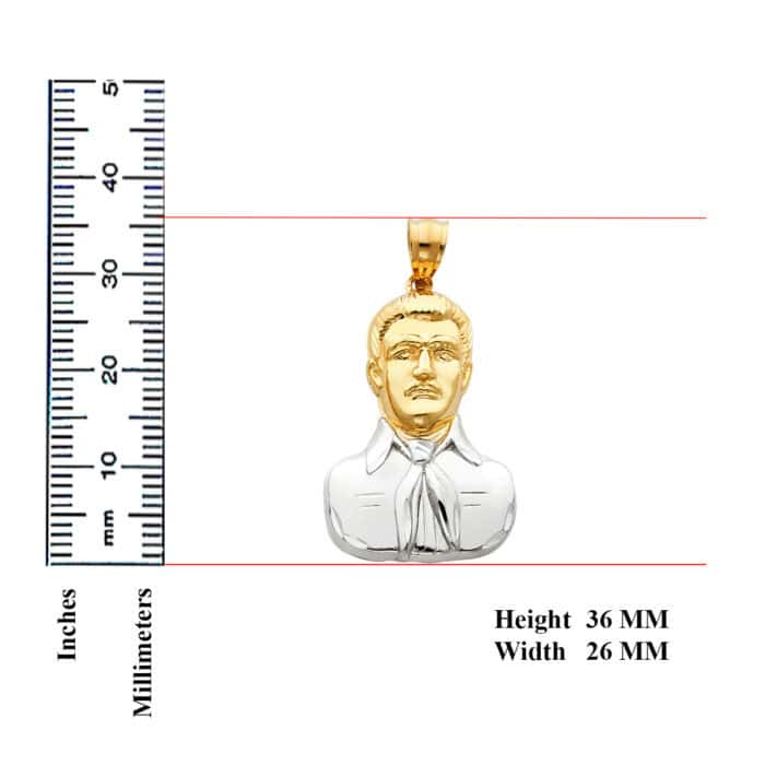 14K Two Tone Gold Malverde Sinaloa Pendant - Image 3