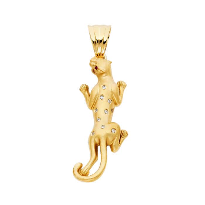 14K Yellow Gold Cubic Zirconia Puma Pendant