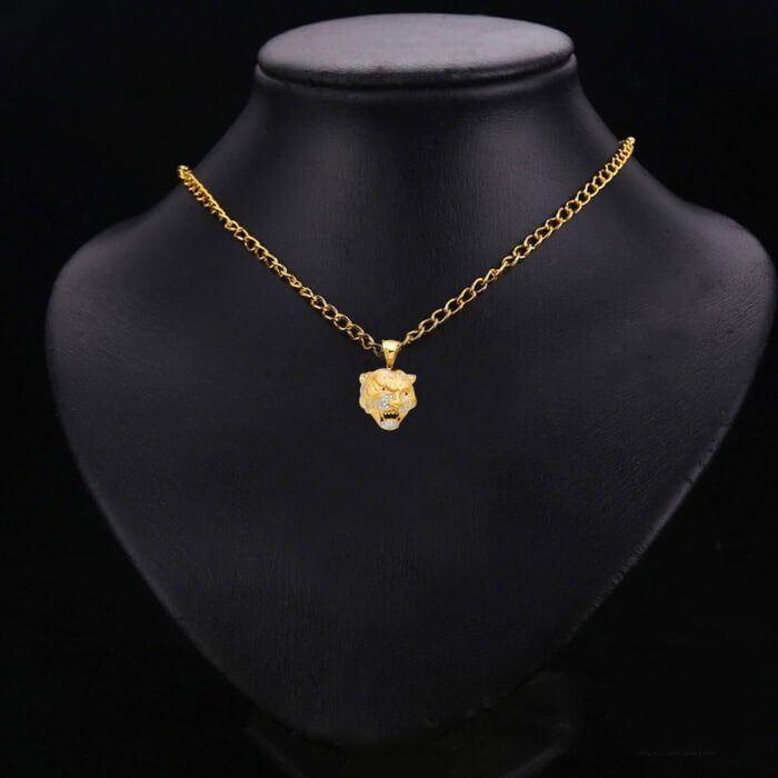 14K Yellow Gold Cubic Zirconia Tiger Pendant - Image 2
