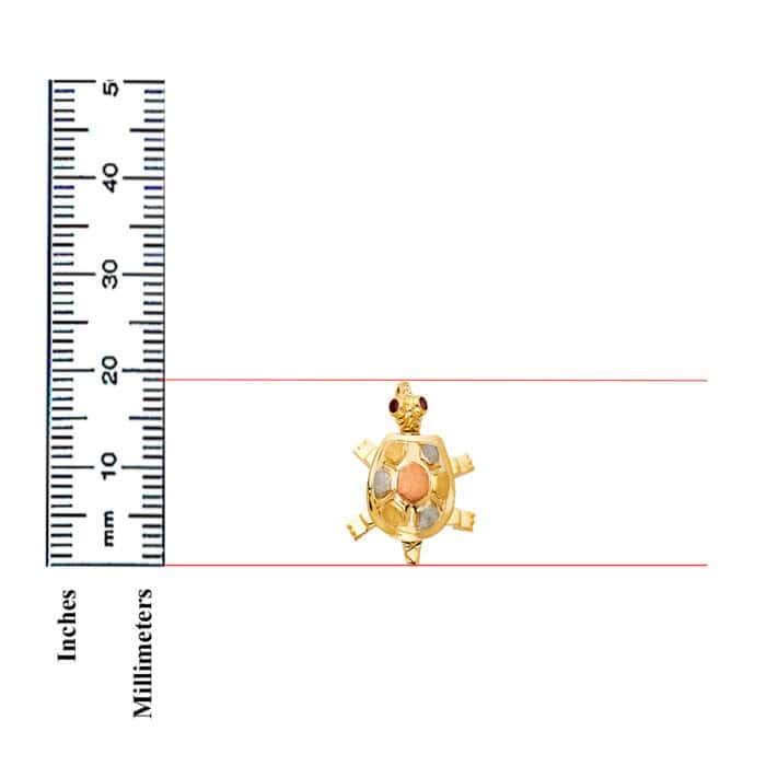14K Tri Color Gold Turtle Pendant - Image 3