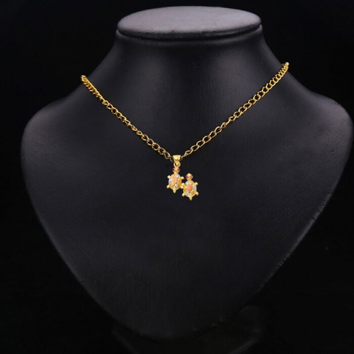 14K Tri Color Gold Twin Turtle Pendant - Image 2