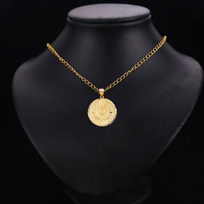 14K Yellow Gold Calendario Azteca Pendant - Image 2