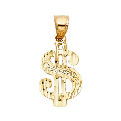 14K Yellow Gold Dollar Sign Pendant