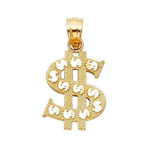 14K Yellow Gold Dollar Sign Pendant