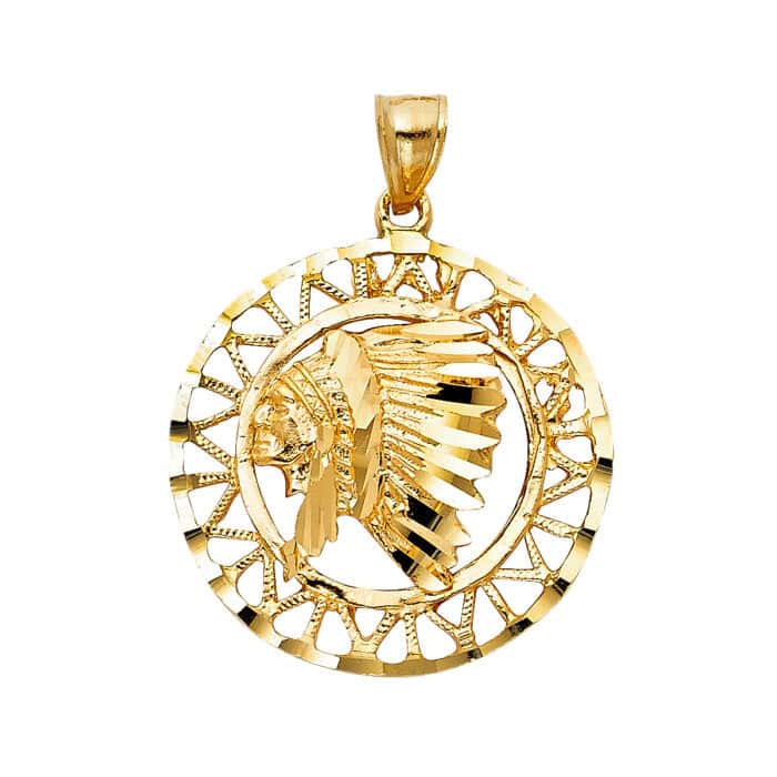 14K Yellow Gold Indian Pendant