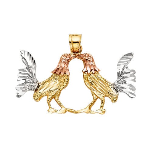 14K Tri Color Gold Rooster Pendant