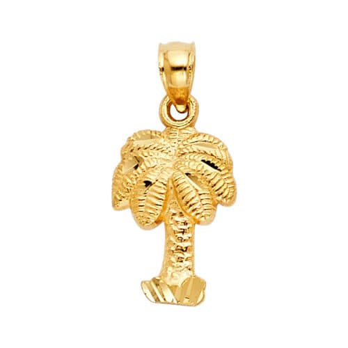 14K Yellow Gold Palm Tree Pendant