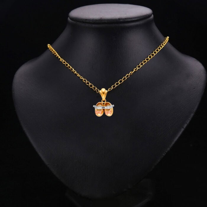 14K Tri Color Gold Girl's Shoes Pendant - Image 2