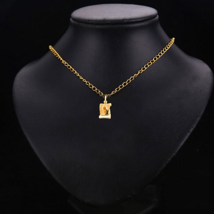 14K Yellow Gold St. Jude Enamel Picture Religious Pendant - Image 2