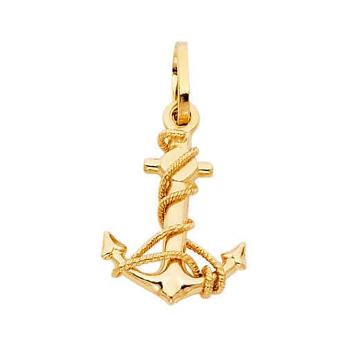 14K Yellow Gold Anchor Pendant