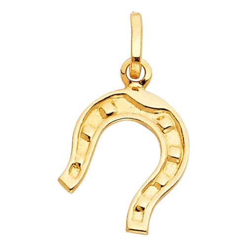 14K Yellow Gold Lucky Horsehoe Pendant