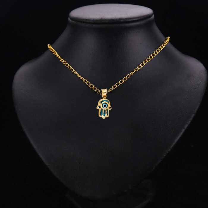14K Yellow Gold Evil Eye Hamsa Pendant - Image 2