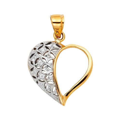 14K Two Tone Gold Heart Pendant