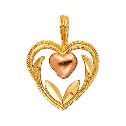 14K Two Tone Gold Heart Pendant