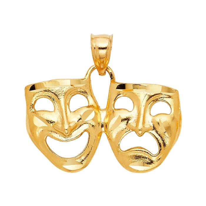 14K Yellow Gold Mask Pendant