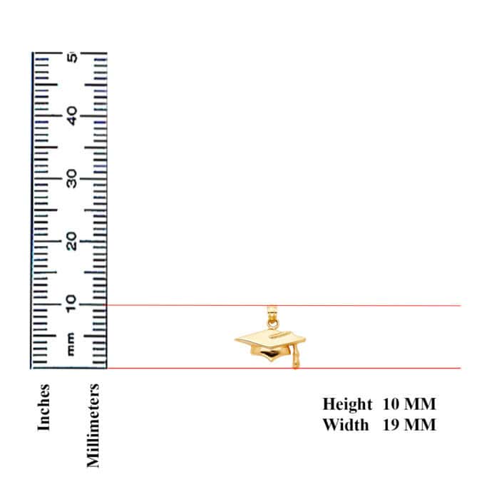 14K Yellow Gold Graduation Hat Pendant - Image 3
