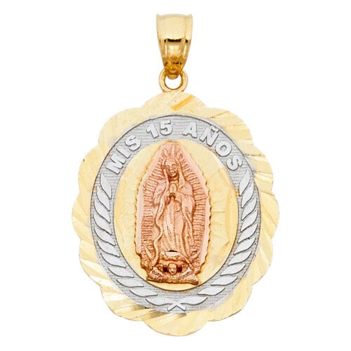 14K Tri Color Gold 15 Years Years Pendant