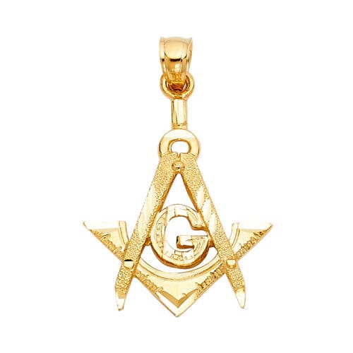 14K Yellow Gold Freemason Masonic Pendant